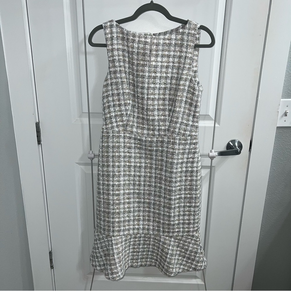 Ann Taylor Tweed Plaid Ruffle Dress